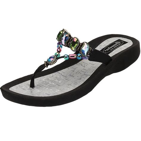 Grandco Sandals 27472 Colored Curve Beaded Sandals Jeweled Sandals