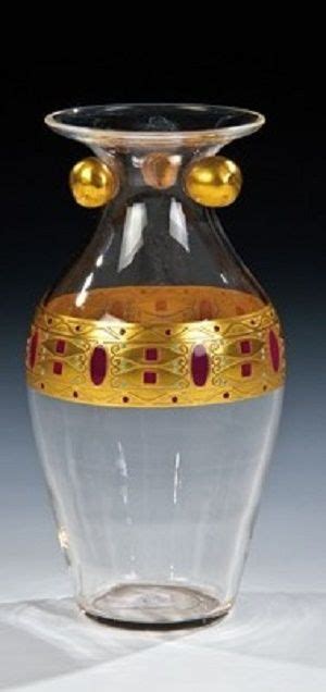 Carl Georg Von Reichenbach 1872 1940 Vase Etched Gilt Glass W Enamel