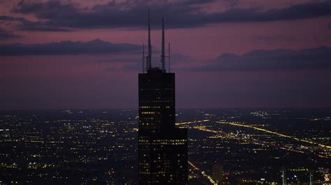 48k Stock Footage Aerial Video Of Orbiting The Top Of Willis Tower On