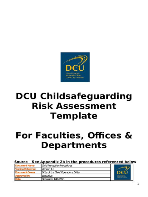 Template General Risk Assessment Child Safeguarding Doc Template