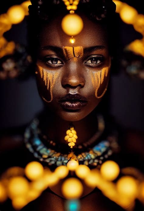 Gold Lipstick On A Stunning African American Woman Midjourney Openart