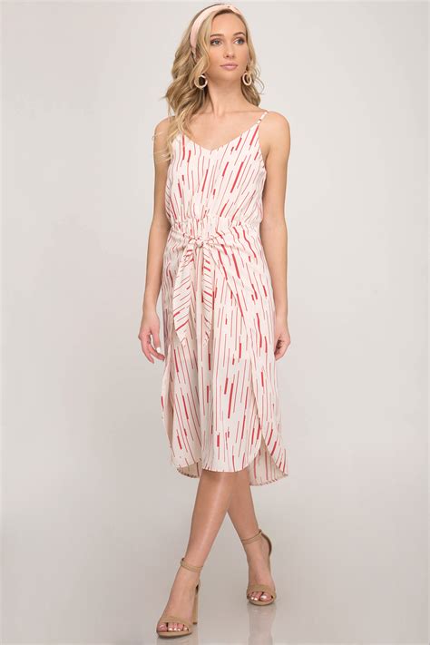 Printed Woven Midi Cami Dress With Front Wrap Detail Des Beaux