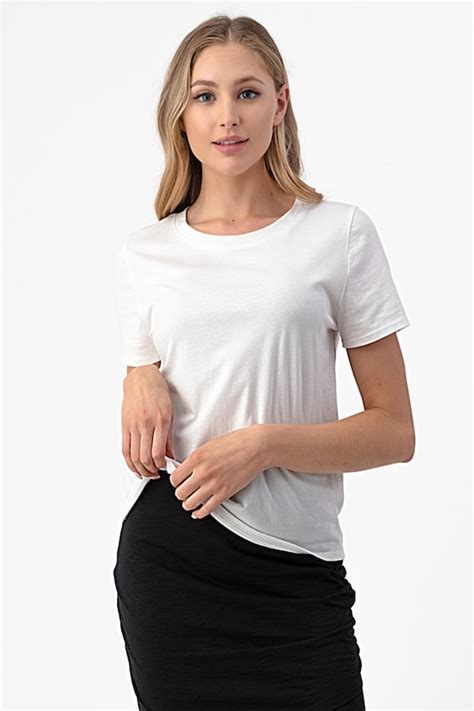 Womens White Basic Crew Neck Tee 100 Cotton Made In Etsy