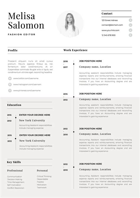 Thi s cv was pri nted out. One page resume template with photo for word & pages CV ...