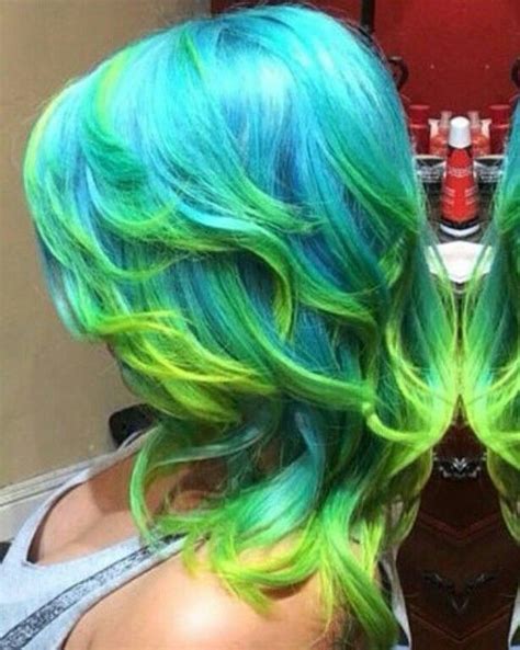 Turquoise Blue Green Dip Dyed Hair Color Embeemeche