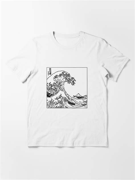 The Great Wave Off Kanagawa Black And White Outline T Shirt For Sale