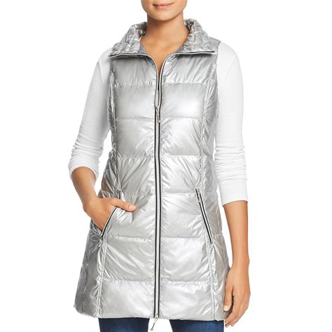 Anorak Womens Silver Water Resistant Down Long Packable Vest S Bhfo