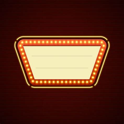 Retro Showtime Sign Design Cinema Signage Light Bulbs Frame And Neon