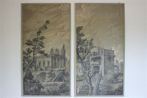 Exceptional Pair Of Early 19th Century French Grisaille Wallpaper