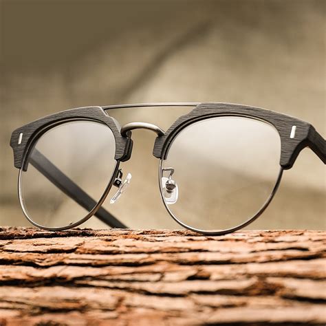 Men Women Wooden Plain Galsses Myopia Glasses Wood Frame With Clear