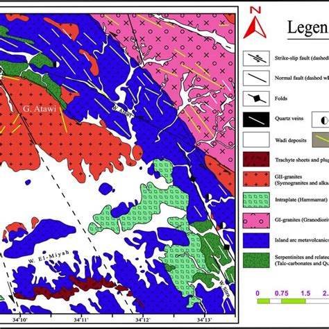 Geological Map Of The Gebel Atawi Area Modified After Abu El Leil Et