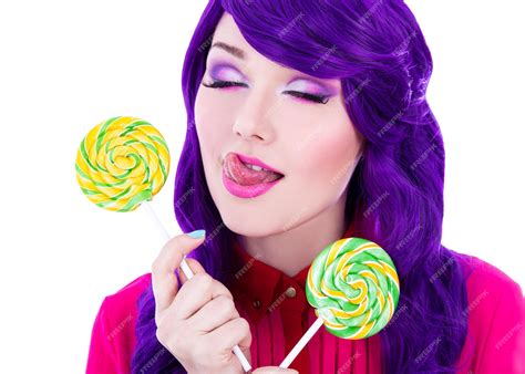 Premium Photo Close Up Portrait Of Dreaming Woman With Purple Hair