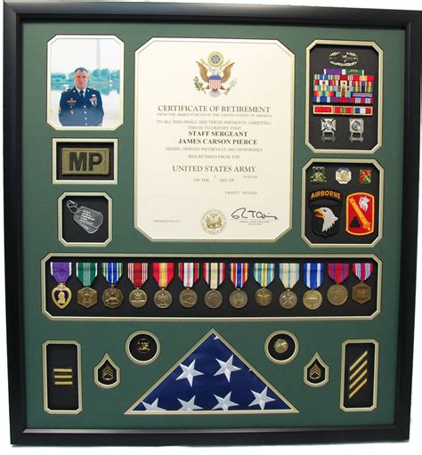 Us Army Retirement Certificate Shadow Box With Flag Military