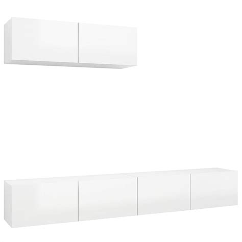 Tv Cabinets 3 Pcs High Gloss White Chipboard