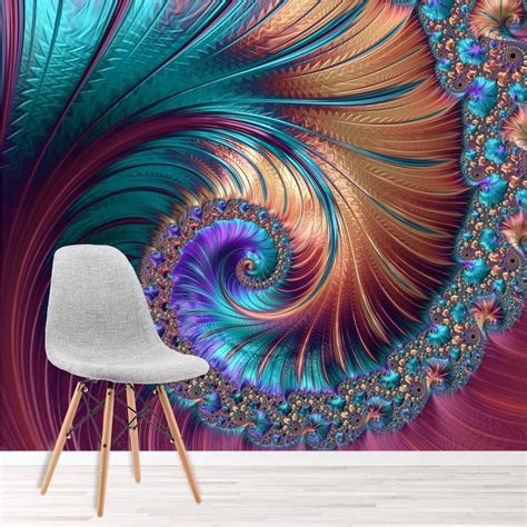 Pink Swirl Wall Mural Blue Spiral 3d Photo Wallpaper