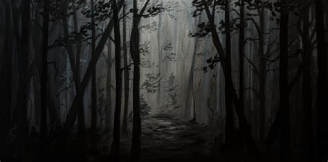 Original Oil Painting Dark Forest Path One Of A Etsy