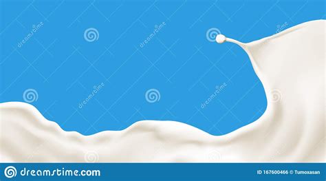 Splashing Milk Wave On Blue Background Vector Illustration Ready For