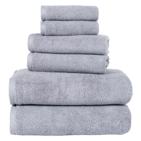 Hastings Home 6 Piece Silver Cotton Bath Towel Set Bath Towels In The