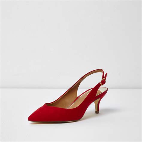 Lyst River Island Red Slingback Kitten Heel Shoes In Red