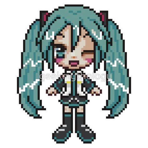 hatsune miku pixel by geekmythology hatsune miku pixel art minecraft pixel art