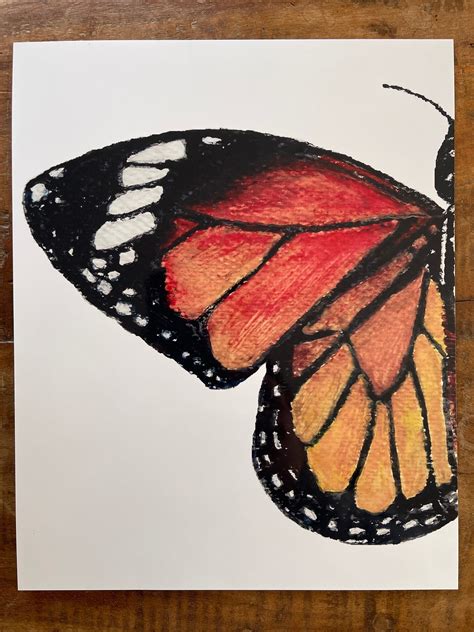 Watercolor Pencil Monarch Butterfly Digital Art Etsy