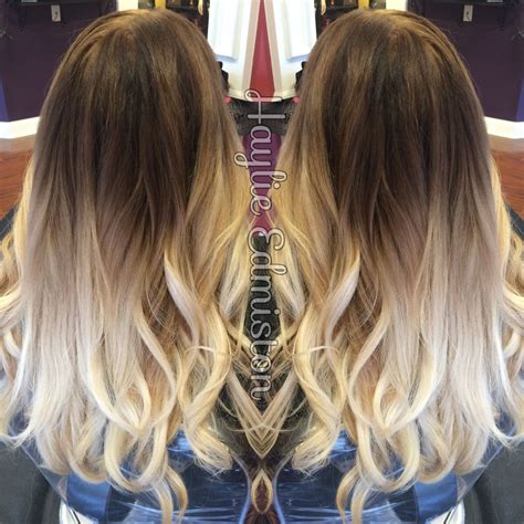 High Contrast Brown To Blonde Ombre Obsessed With This Look And The Curls Faded Hair Ombre