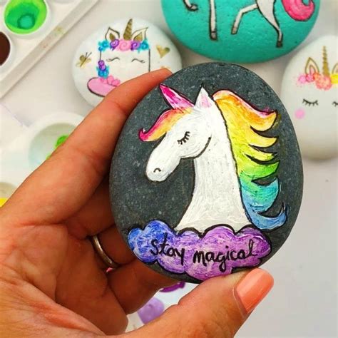 How To Paint Unicorn Rocks Four Different Ways Rock Crafts Unicorn