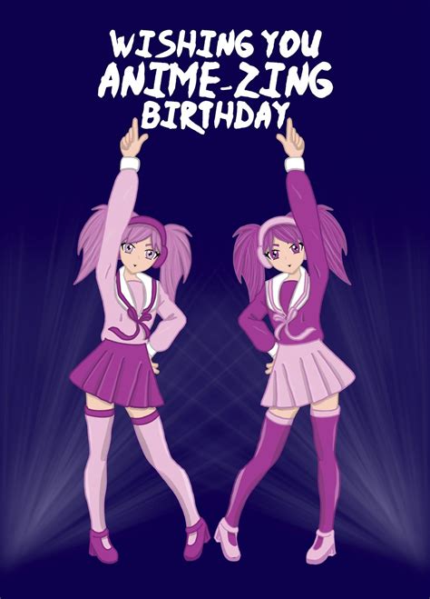 Anime Dancing Girls Happy Birthday Card Scribbler