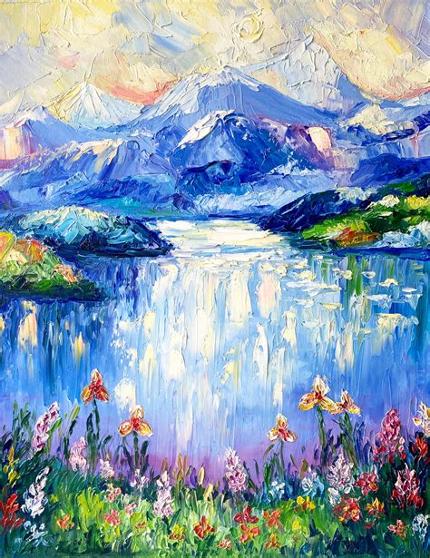 Mountain Lake Oil Painting On Canvas Painting By Larisa Chigirina