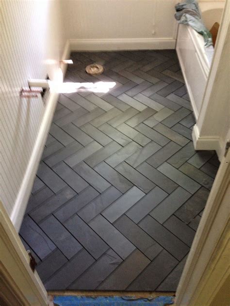 Herringbone Bathroom Floor Tiles