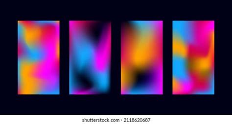 Set Bright Multicolored Neon Gradients Backgrounds Stock Vector