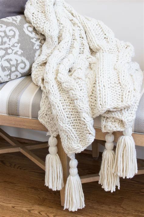 Chunky Cable Knit Tassel Throw Blanket Love Easy Fleece Blanket