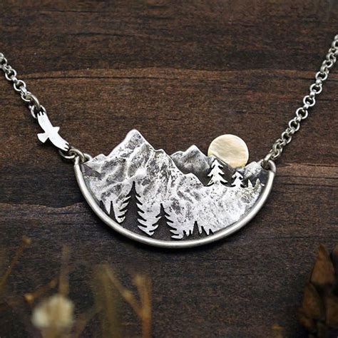 Mountain Landscape Necklace 1 Mountain Jewelry Nature Necklace