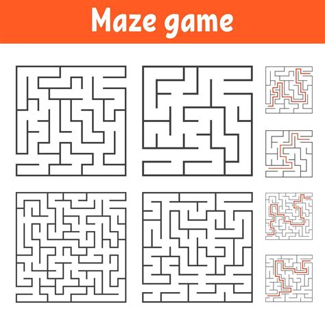 A Set Of Square Mazes Of Various Levels Of Difficulty Puzzle For