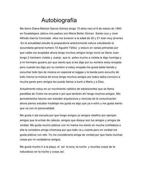 Mi Autobiografia Ejemplo De Autobiografia Autobiografia Como Hacer