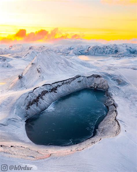 Magical Winter Morning In The Highlands Of Iceland Hnausapollur