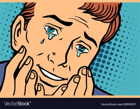 Tears Joy Funny Face Man In Love Royalty Free Vector Image