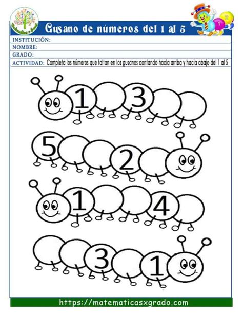 Gusano De Números Para Imprimir Y Completar