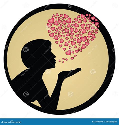 Girl Blowing Kiss Silhouette Cartoon Vector 23675745