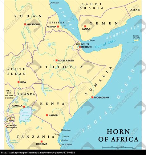Horn Von Afrika Politische Karte Lizenzfreies Bild 17840303
