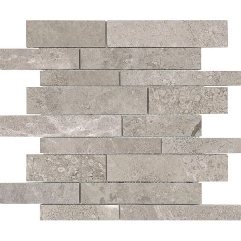 Anatolia Tile Ritz Gray 12 In X 12 In Polished Natural Stone Marble Linear Mosaic Wall Tile At