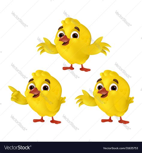 Set Cute Cartoon Chicks Isolated On A White Vector Image