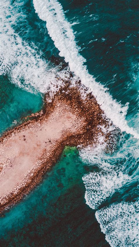 Aerial View Ocean Waves Beach Iphone Wallpaper Iphone Wallpapers