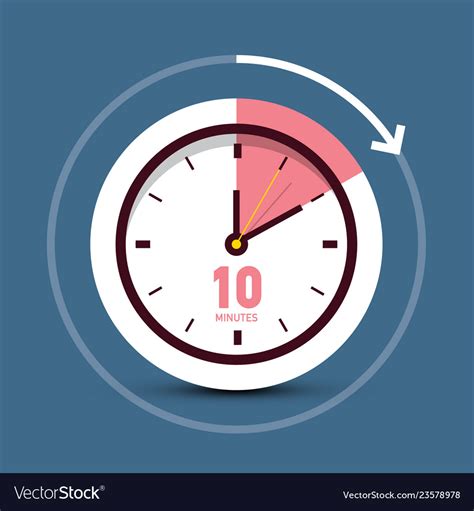 10 Ten Minutes Time Symbol Clock Icon Royalty Free Vector