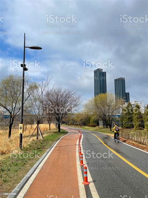 Bike Ride In Springtime Han River Bicycle Path Stock Photo Download