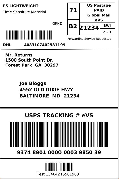 Return Label Template Printable Label Templates