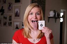 tongue adrianne lewis longest long lick nose old chin her super incredible has inches record eye year creepy tricks four