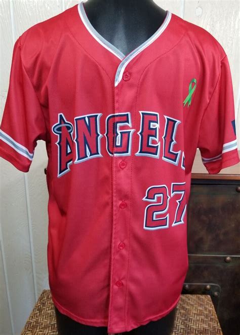 Mlb Anaheim Angels Baseball Mike Trout 27 Sga Red Jersey Youth Kids Xl