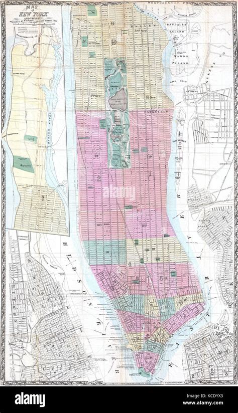 1865 Dripps Map Of New York City Stock Photo Alamy