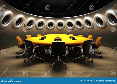 Modern Sci Fi Futuristic Interior Yellow Black Office Design